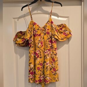 Floral Yellow Off-Shoulder Romper